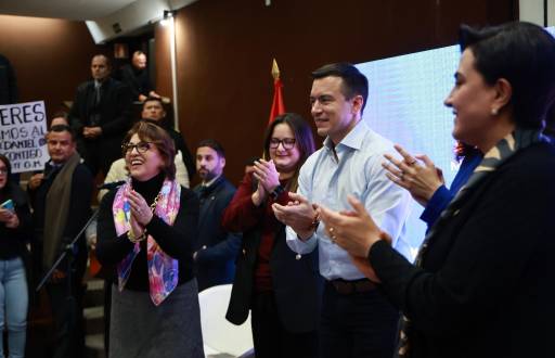 El presidente Daniel Noboa durante un evento en Madrid, España, este 4 de diciembre.