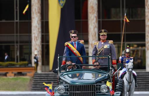 Daniel Noboa en un evento castrense en Quito.