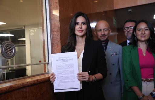 Imagen de Diana Jácome, asambleista de ADN, al presentar un proyecto de ley de reforma al COIP.