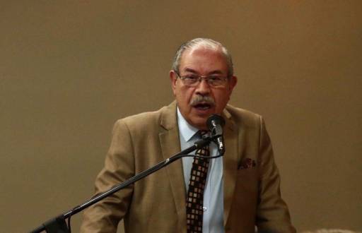 Expresidente de Aucas, Ramiro Montenegro, en rueda de prensa