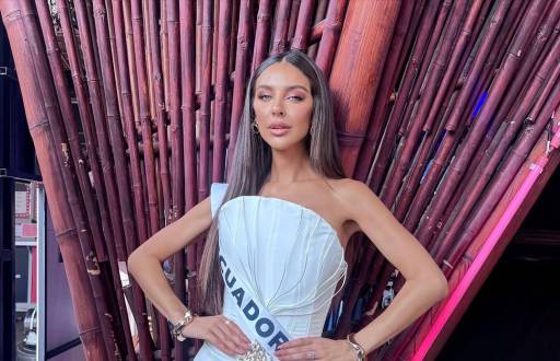 Nadia Mejía sorprende en Miss Universo con un traje hecho de conchas de Esmeraldas.