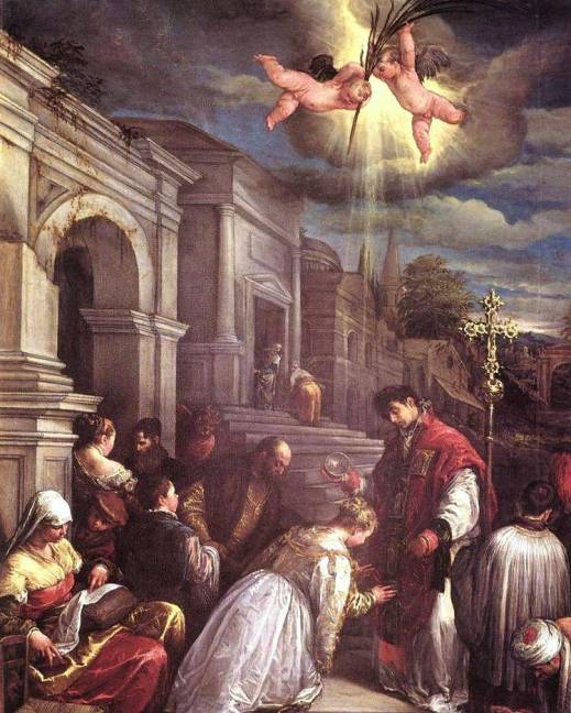San Valentín bautizando a Santa Lucila.