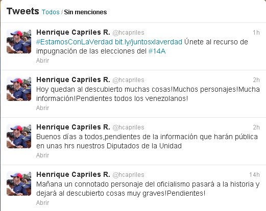Capriles adelanta denuncia sobre &quot;connotado personaje del oficialismo&quot;