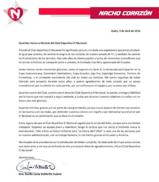 Lucía Vallecilla se despide de El Nacional: Me voy con la frente en alto y el corazón lleno de agradecimiento