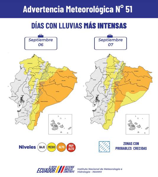 Días con lluvias más fuertes.