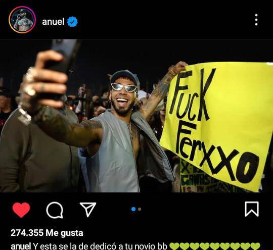 Captura de pantalla de la publicación de Anuel AA.