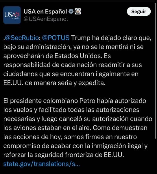 Palabras del Secretario de estado de EE. UU., Marco Rubio