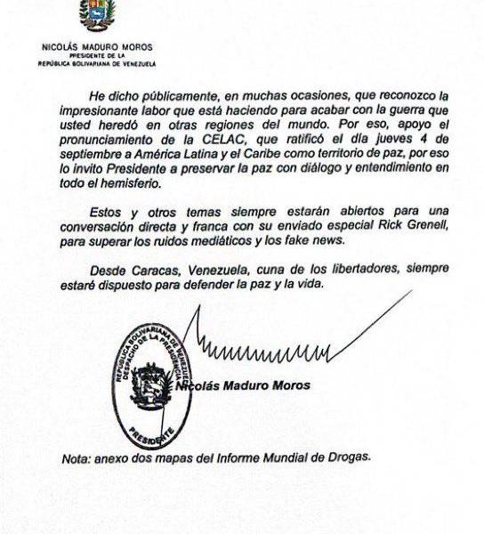 Tercera carilla de la carta de Maduro a Trump