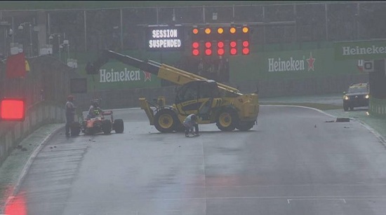 Accidente de Raikkonen durante el Gran Premio de Brasil