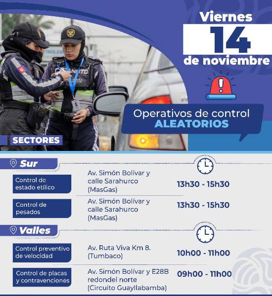 Operativos el 14 de noviembre.
