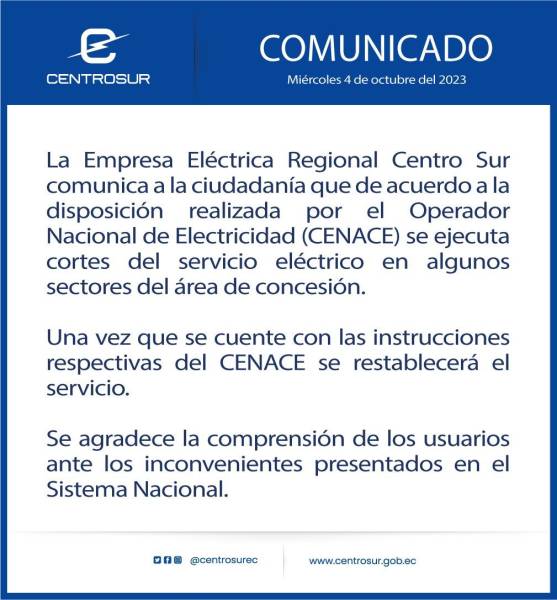 Cortes de energía en Ecuador: se reportan apagones a escala nacional este 4 de octubre