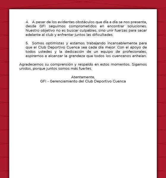 Deportivo Cuenca rompe el silencio y explica por qué le restaron los tres puntos en Liga Pro
