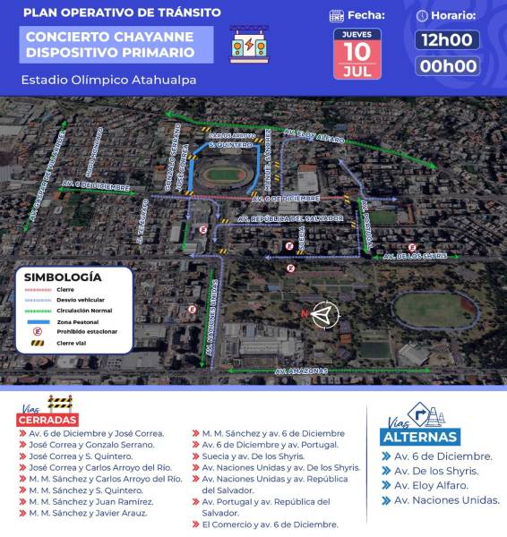 Los cierres viales por el concierto de Chayanne empezarán al mediodía del 10 de julio