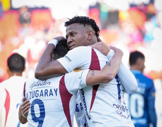 Michael Estrada celebra un gol con Liga de Quito contra Universidad Católica por la última fecha del primer hexagonal de la LigaPro