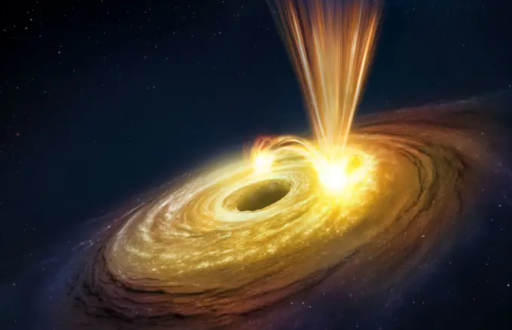 Representación artística del agujero negro turbulento y con fuertes vientos en la galaxia NGC 3783.