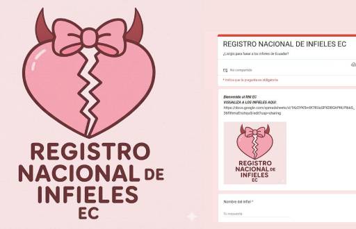 Logo y formulario del registro nacional de infieles EC.