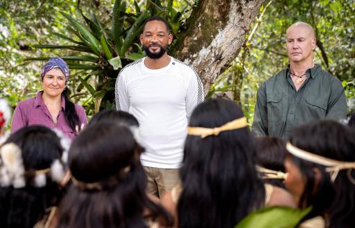 Carla Pérez, Will Smith y Bryan G. Fry en una reserva Waorani.