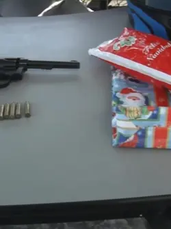 Arma de fuego se ocultaba en una funda de regalo.