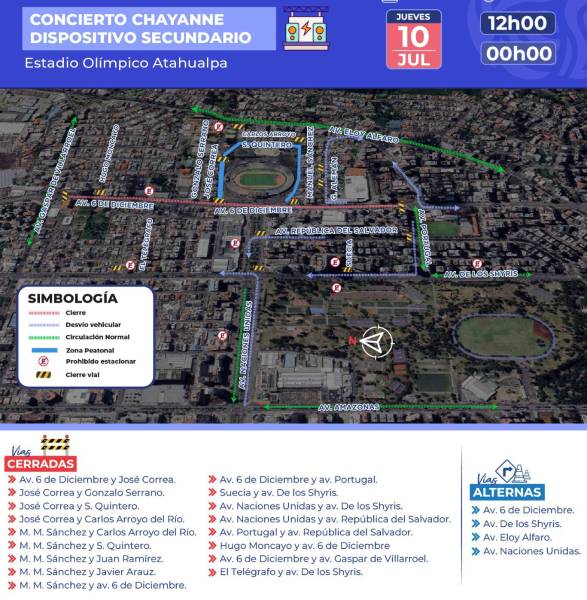 Los cierres viales por el concierto de Chayanne empezarán al mediodía del 10 de julio