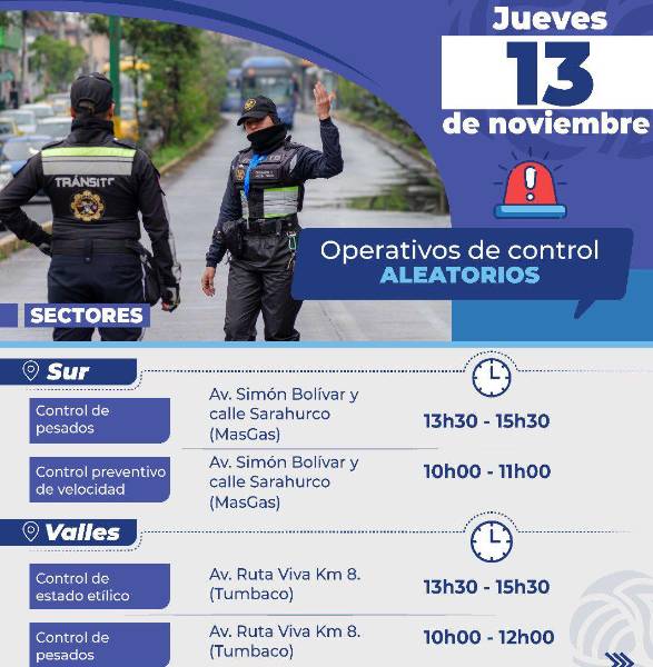 Operativos el 13 de noviembre.