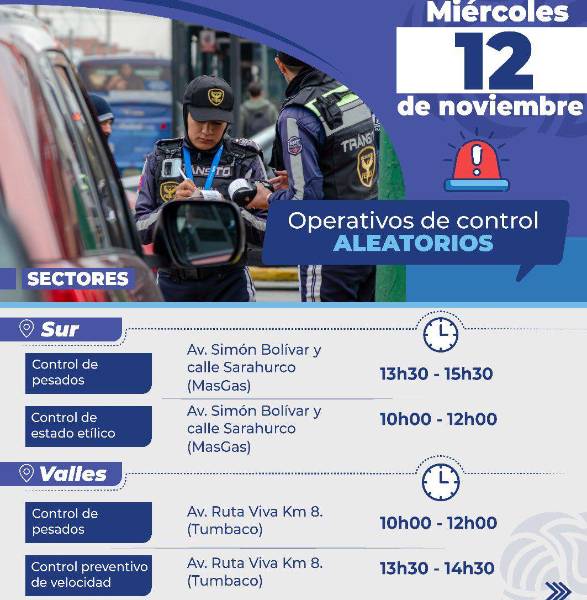 Operativos el 12 de noviembre.