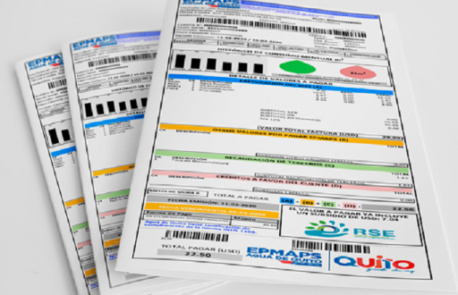 Imagen de las planillas de agua potable.