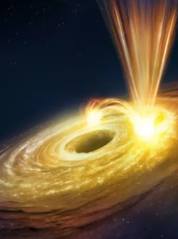 Representación artística del agujero negro turbulento y con fuertes vientos en la galaxia NGC 3783.