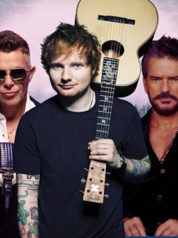 De izquierda a derecha: Alejandro Sanz, Ed Sheeran y Ricardo Arjona.
