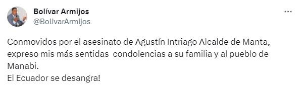 Agustín Intriago: políticos y candidatos condenan su asesinato