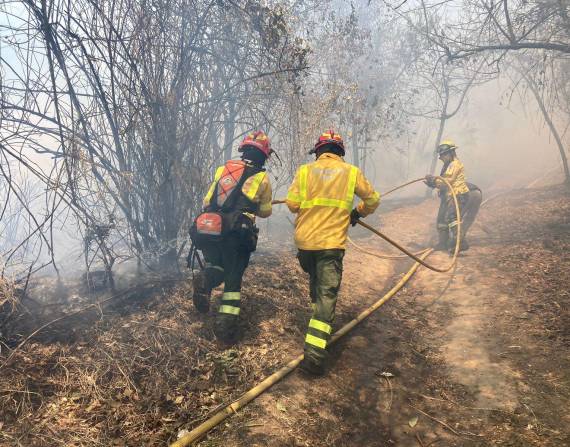 20 bomberos y cinco vehículos, entre contra incendios y logísticos, sofocaron el fuego en el Itchimbía.