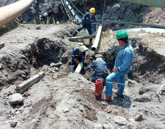 Trabajos de reparación en la zona afectada.