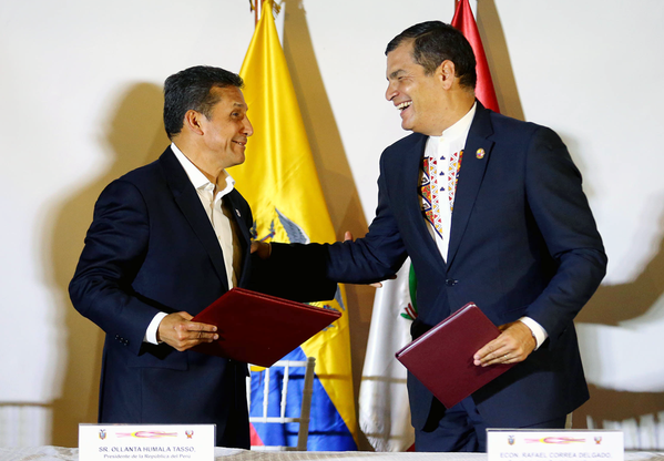 Presidentes Correa y Humala se reúnen para fortalecer integración