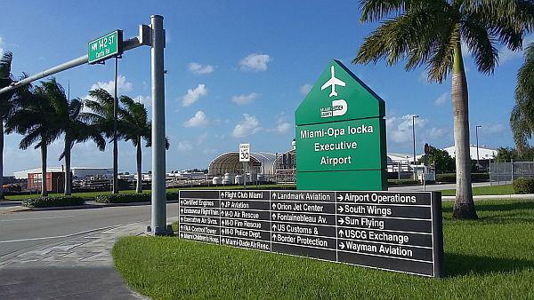Aeropuerto para jets privados en Miami, donde fue detenido el primer ministro de Islas Vírgenes Británicas.