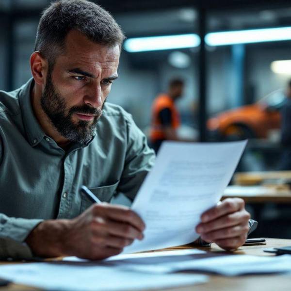 Imagen referencial de un hombre en ambiente laboral leyendo una hoja.
