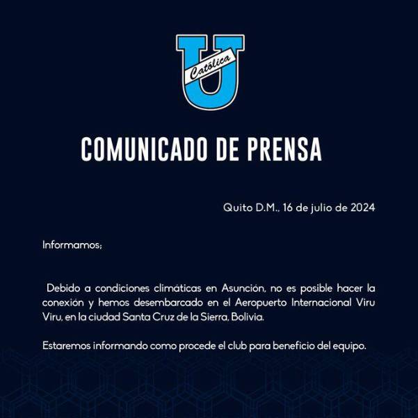 Copa Sudamericana: Universidad Católica está varada en Bolivia y no puede llegar a Paraguay
