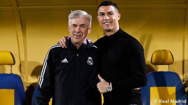 Cristiano Ronaldo visita a sus ex-compañeros del Madrid en su entrenamiento