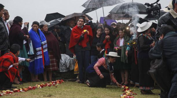 Ritual para posesionar a Yaku Pérez como prefecto de Azuay