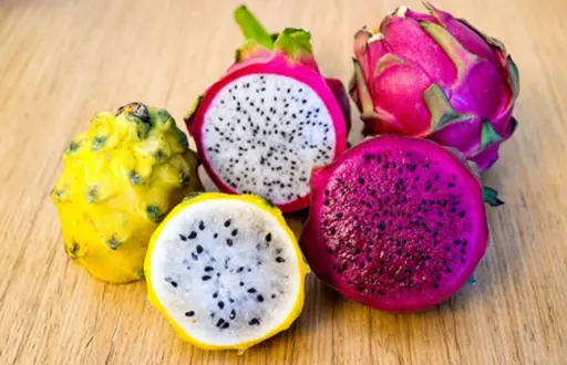 Imagen de la pitahaya amarilla y roja.