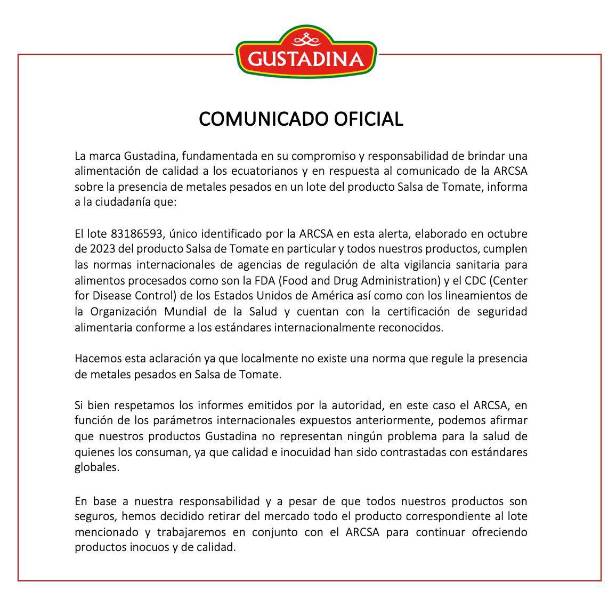 Comunicado de Pronaca en la red social X