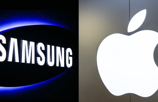 Foto referencial logo Samsung y Apple