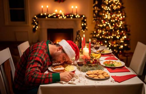 Hombre dormido luego de cenar