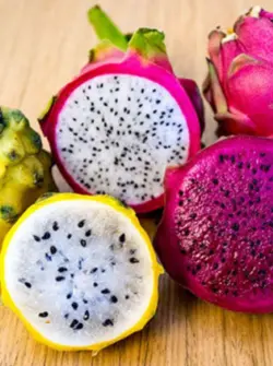 Imagen de la pitahaya amarilla y roja.