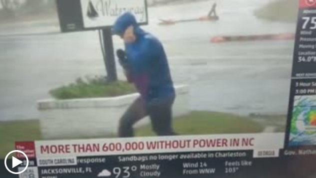 El reportero que sobreactuó el poder del huracán Florence