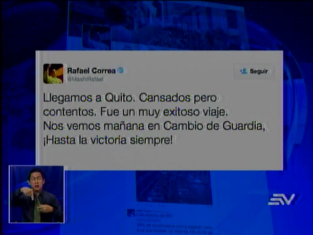 El presidente Rafael Correa llegó esta madrugada al país