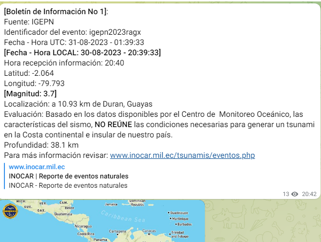 Un sismo sacude la provincia del Guayas la noche de este miércoles 30 de agosto