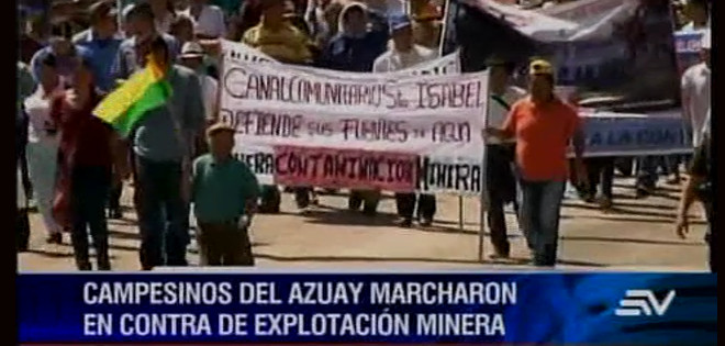Campesinos de Azuay marcharon en contra de la explotación minera