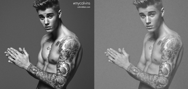 Justin Bieber pidió que aumentaran con photoshop varios atributos para CK