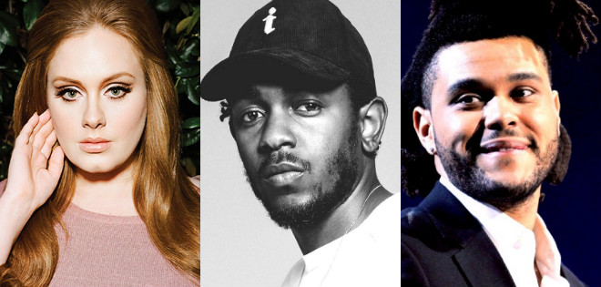 Adele, Kendrick Lamar y The Weeknd actuarán en los Grammy