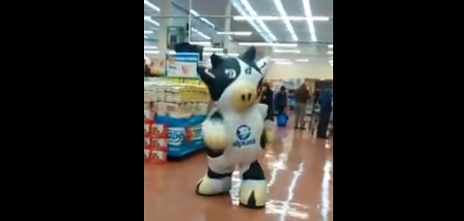 (VIDEO) &#039;Vaca&#039; bailando en supermercado causa furor en las redes