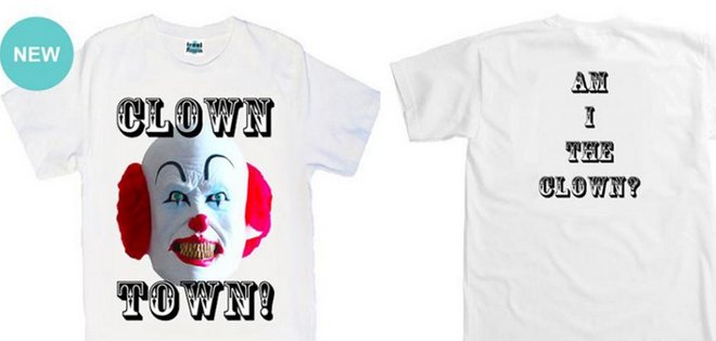 El payaso terrorífico Northampton vende camisetas para financiar misteriosa gira
